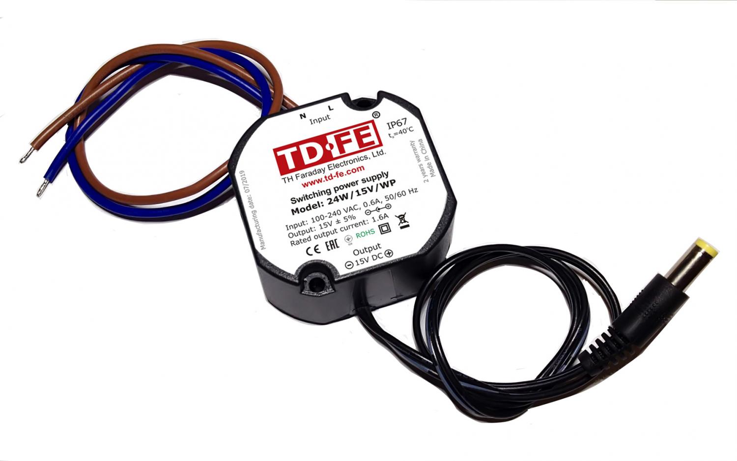 24W/15V/WP Блок питания 15 В 1,6 А