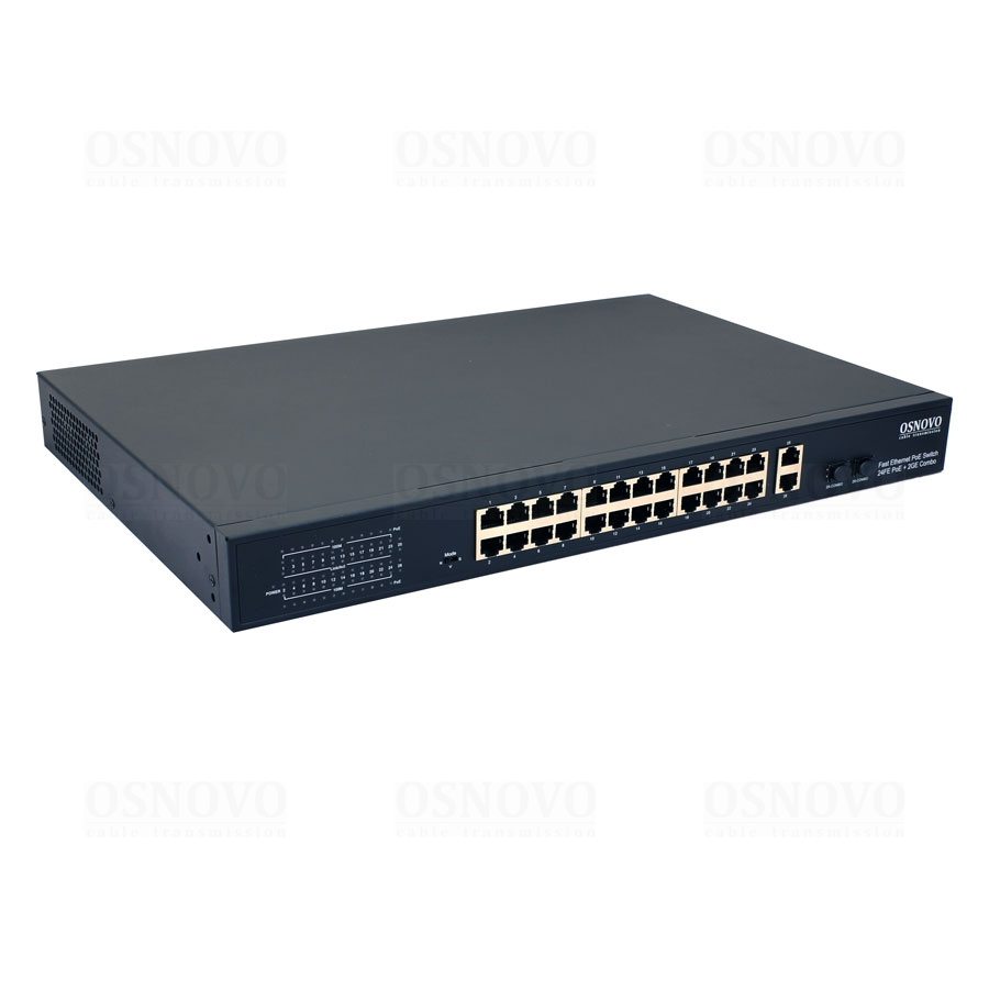 SW-62422(400W) PoE коммутатор Fast Ethernet на 24 x RJ45 портов + 2 x GE Combo uplink порта