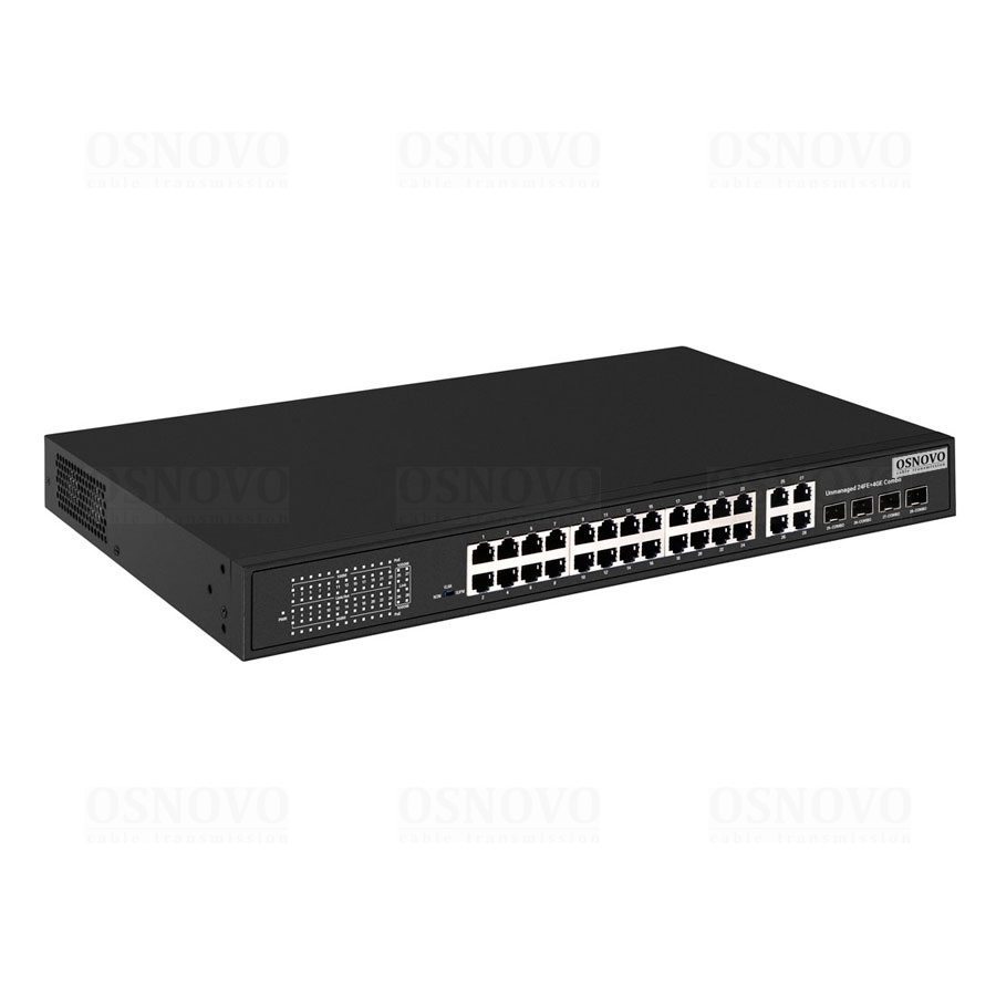 SW-62444(400W) PoE коммутатор Fast Ethernet на 24 x RJ45 портов + 4 x GE Combo uplink порта