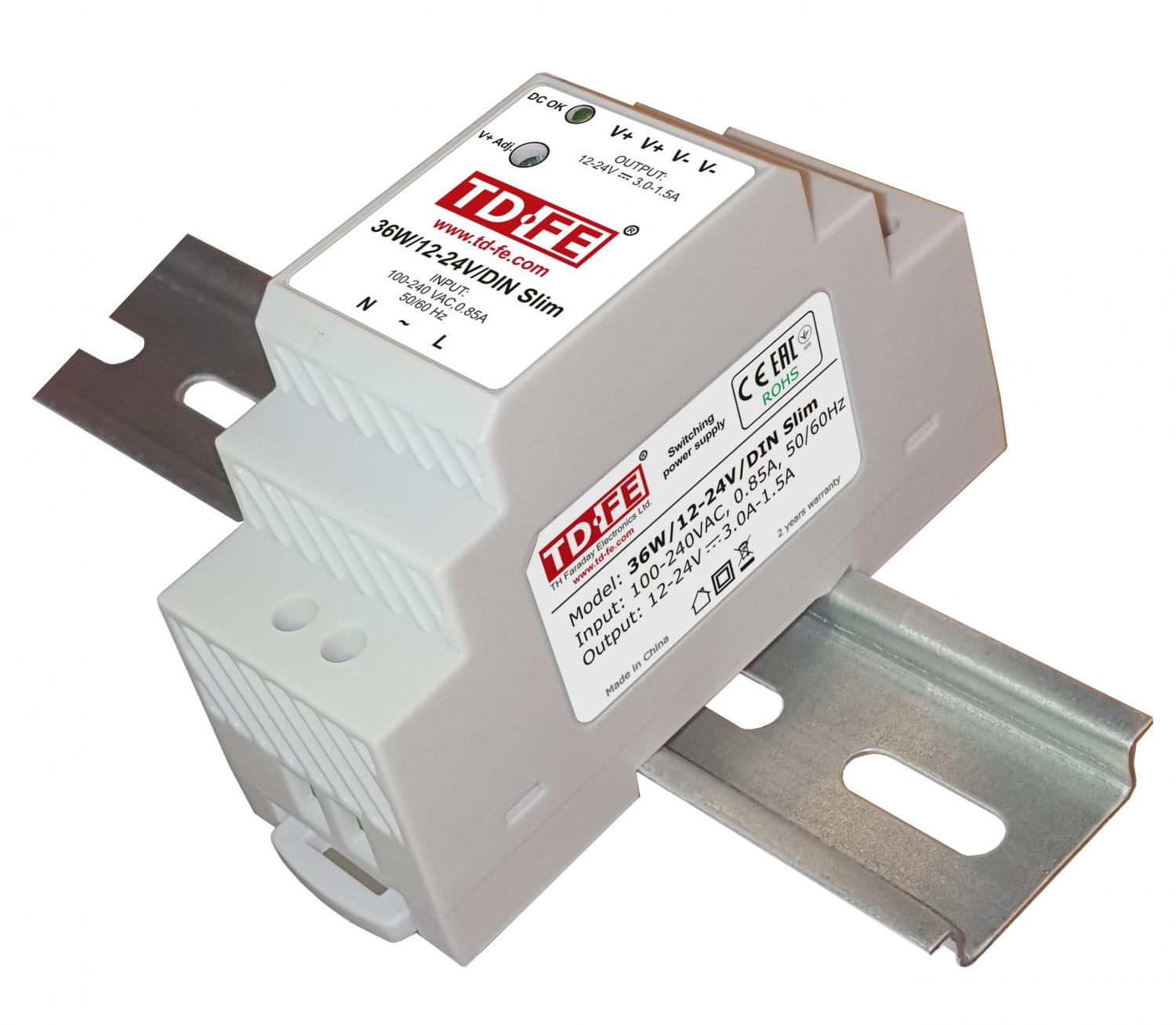 36W/12-24V/DIN Slim Блок питания