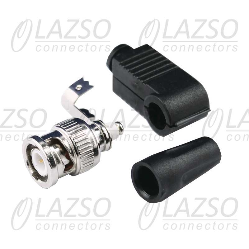 LAZSO APB013 Штекер BNC на коаксиальный кабель под винт, угловой, с пластиковой муфтой