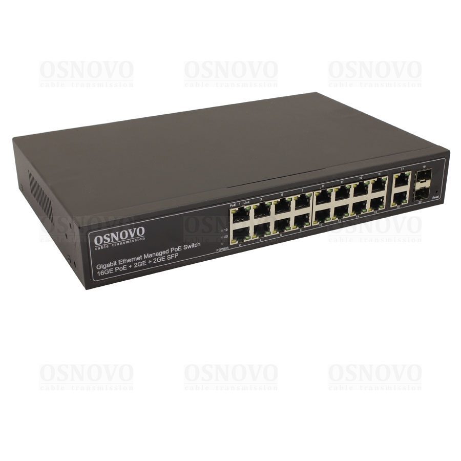 SW-8182/L(300W) Управляемый L2 PoE коммутатор Gigabit Ethernet на 16  PoE + 2  GE + 2 GE SFP портов