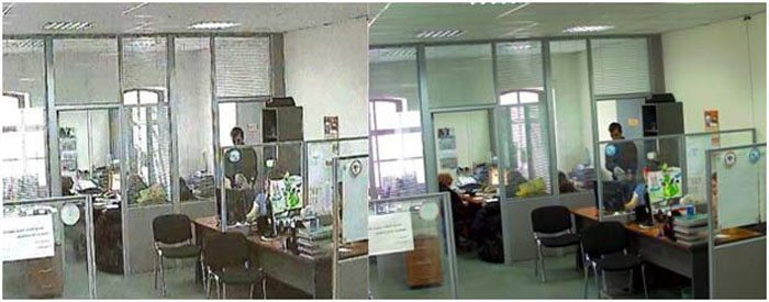 Сравнение записи с аналогового сигнала (слева) и записи с IP камеры (справа)